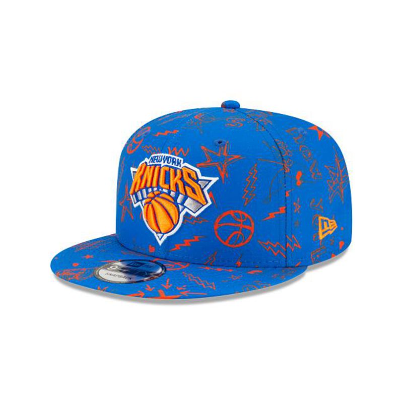 NBA New York Knicks Doodle 9Fifty Snapback (OPA4965) - Blue New Era Caps